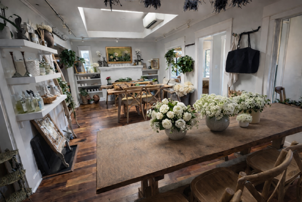 Bright and airy dining space at Grange Garden Café