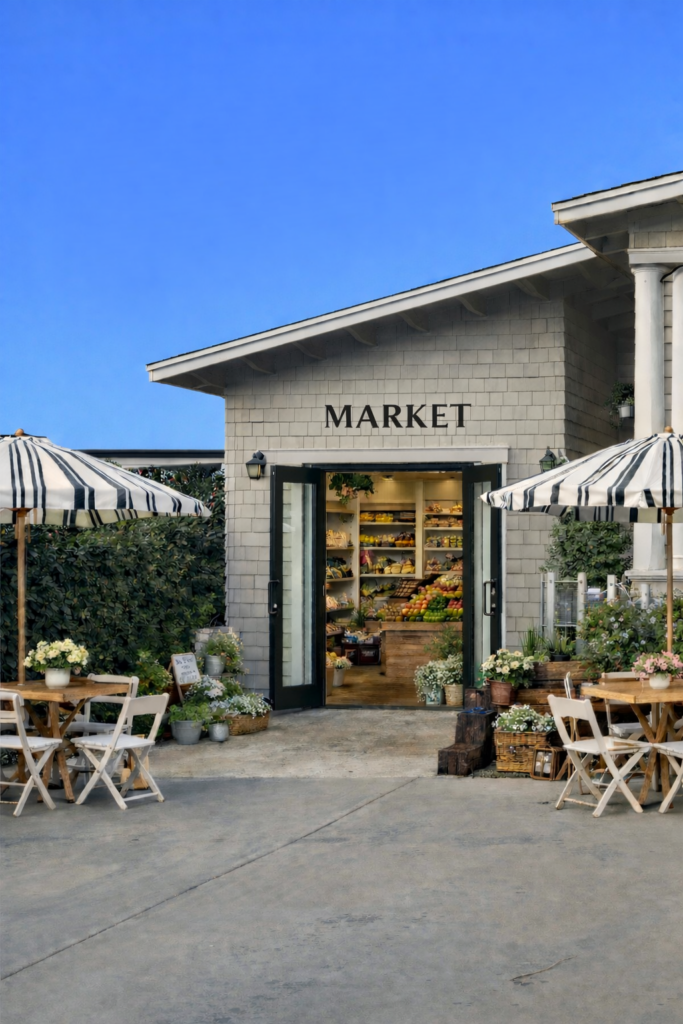 Charming Grange Garden market with outdoor seating