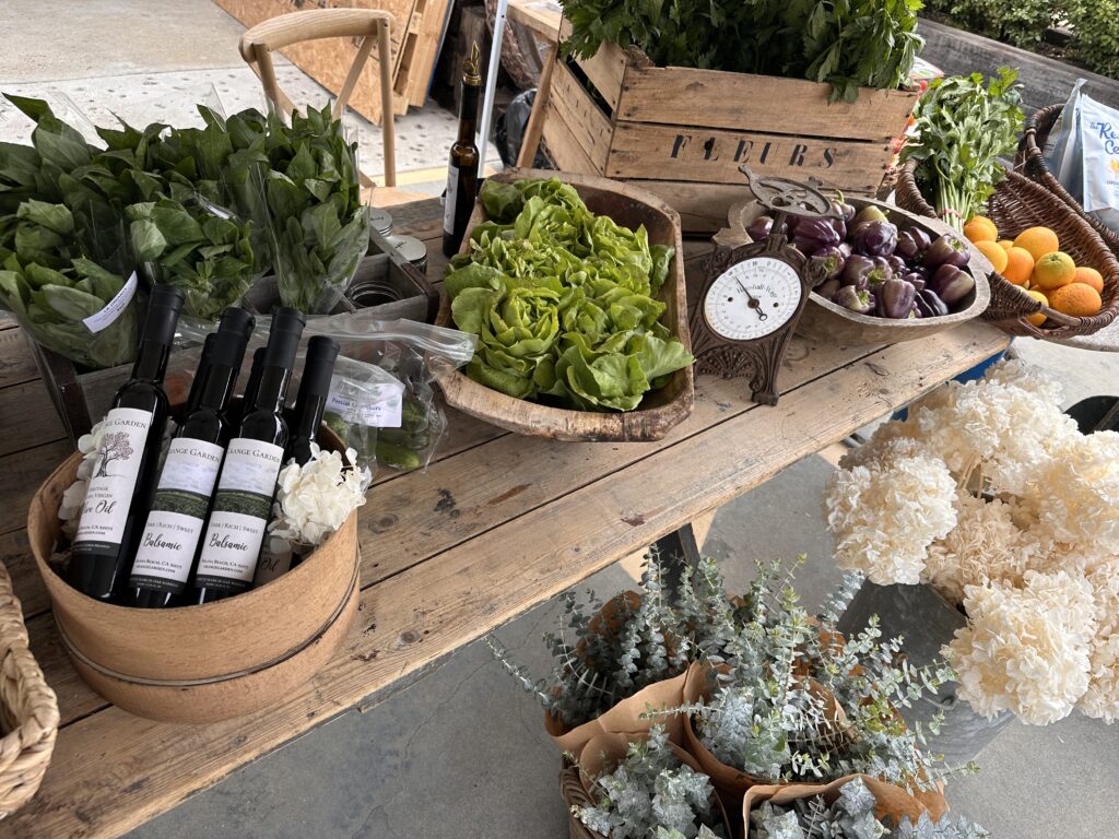 Table of Fresh produce at and Antiques at Grange Garden Market