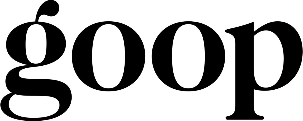 black lower case letters spell out the word goop